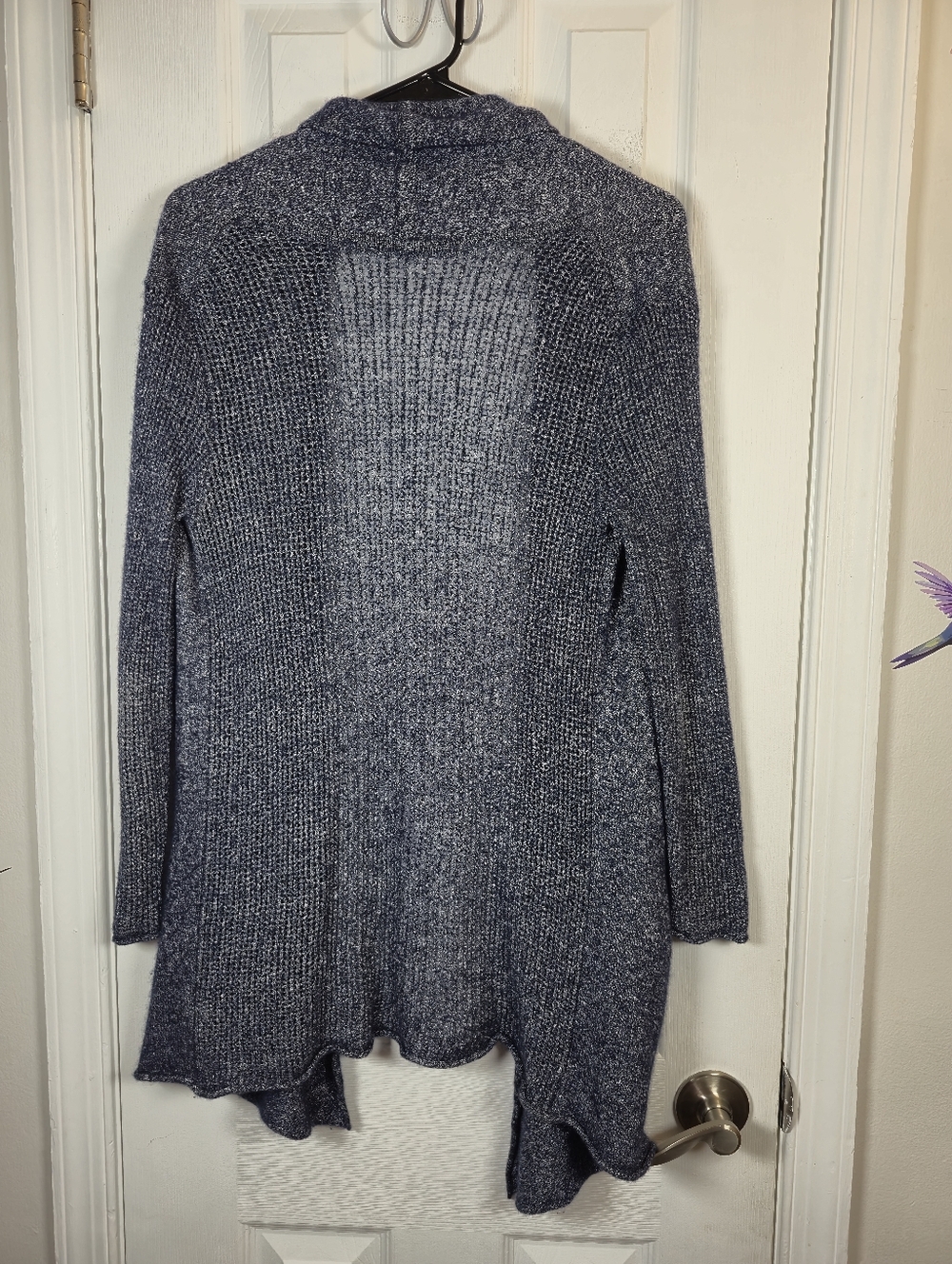 Athleta Cabrillo Knit Cashmere & Linen Blend Navy Blue Open Cardigan Size S - Picture 2 of 6
